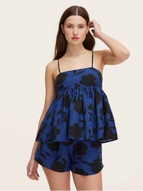 Kate Spade Classic Rose Linen baby doll tank & short set